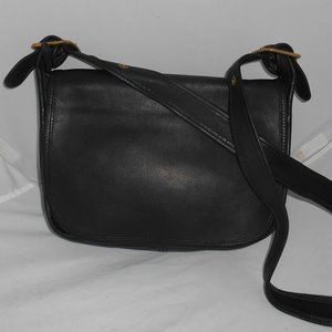 Vintage COACH Black Leather Crossbody~Messenger style bag